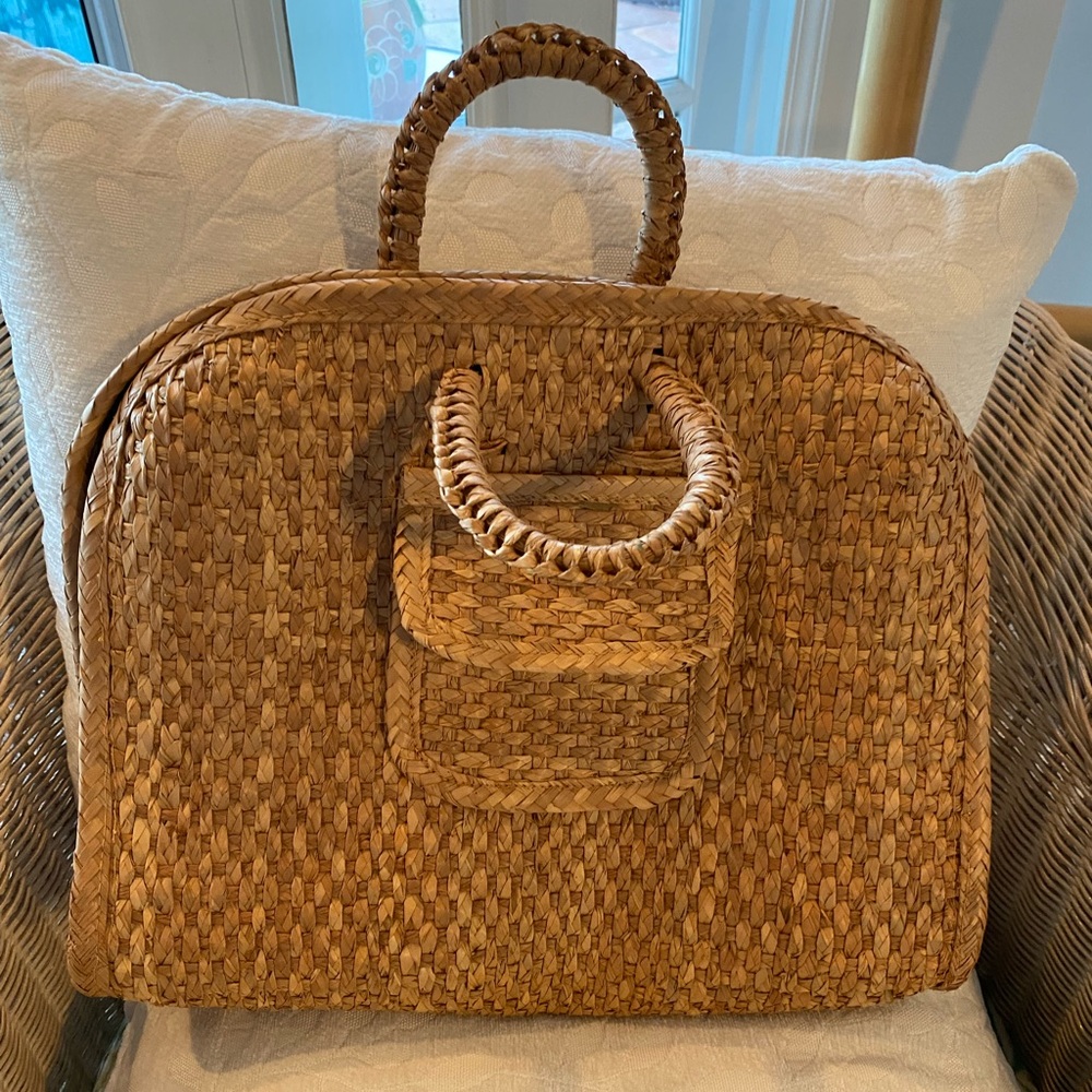 Woven Straw Tote Bag - Natural